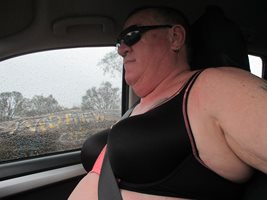 sissy me driving in my new sports bra pantyhose and panties