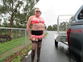 out driving wearing only lingerie
