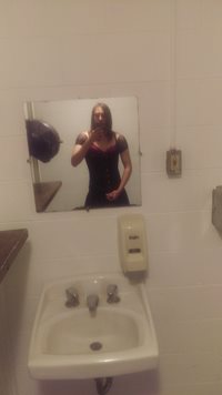 Horny slut in public bathroom, please tell me what a bitch I am.  Degrade a...
