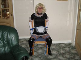 Debbie the slut tied up by her master for taking to long to cook his breakf...