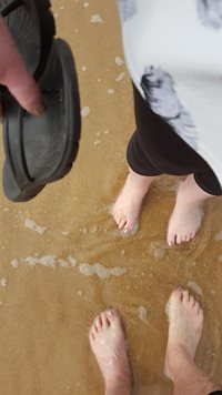 Sparkling Toes in Spain with the g/f in the sea