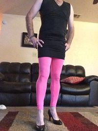 My little black dress and my pink leggings. I need to wear this next time I...