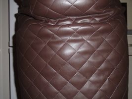 brown leather patchwork miniskirt