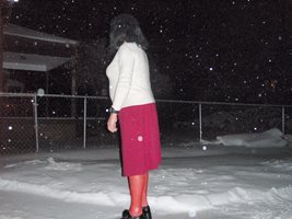 outside in the snow