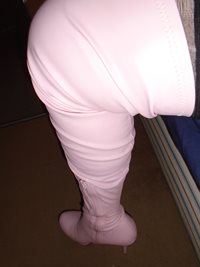 pink leather thigh-highs