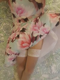 Feeling sexy in petticoats and the wife's dress and panties