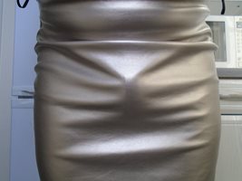 silver pvc skirt