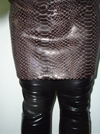 brown pvc skirt & black pvc leggings