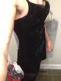 Black velour corset dress and pantyhose