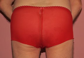Red nylon knickers sent to me for spunking and return - bringing up the rea...