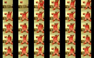 Crissytv360 screen snapshots from a red lingerie webcam video.
