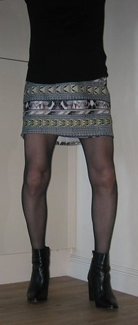 Skirt, Ankle Boots & Black Tights