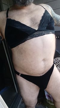 Suede/lace bra with soft suede panties
