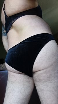 Rub your hard cock on my suede covered ass