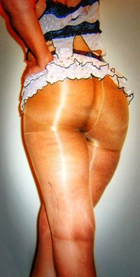 my booty crammed in a pantyhose with a girdle that pushes those ass cheeks ...