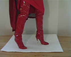 Old photo of my red marzia patent boots.