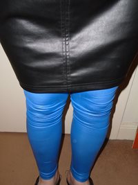 leather dress & wetlook leggings