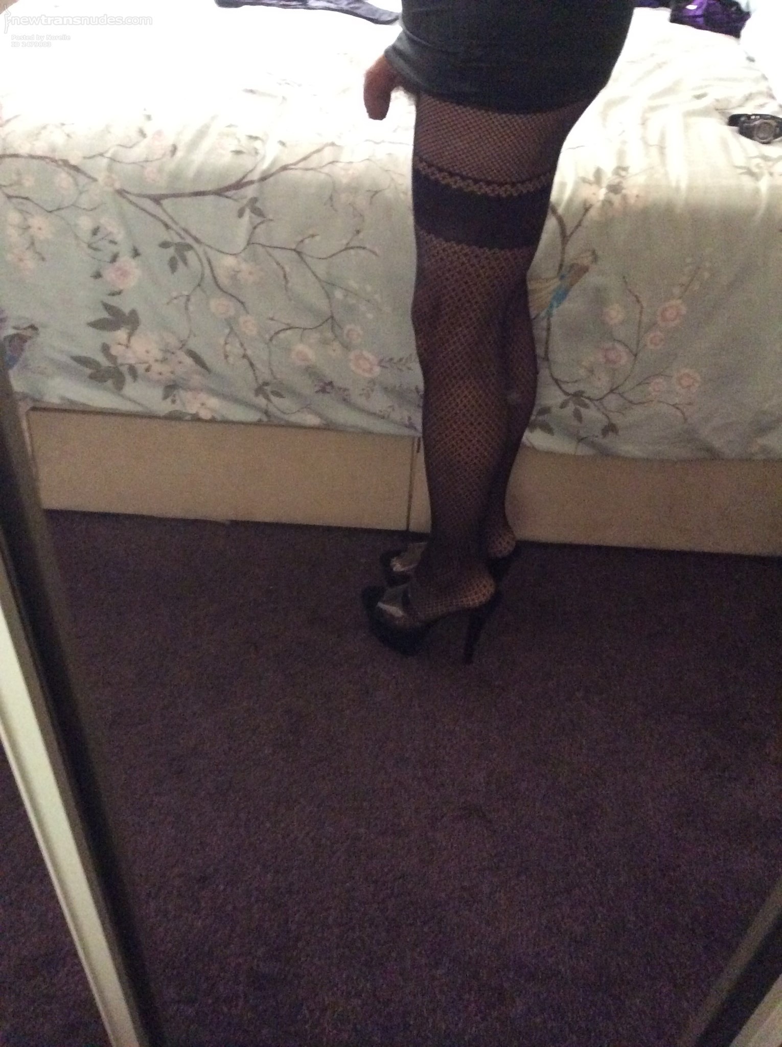 Sexy body stocking, crotchless and tiny skirt