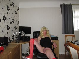Debbie the slut missing about on her computer chair