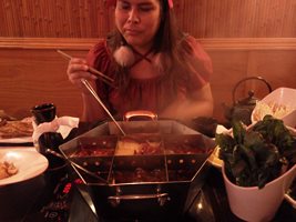 my first time at a Hot Pot place.. and I somehow managed to get boiling chi...
