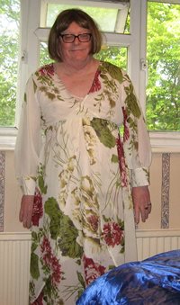 A silky maxi dress worn in this hot weather.