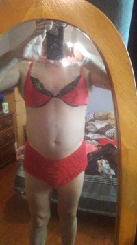 Red bra and panties