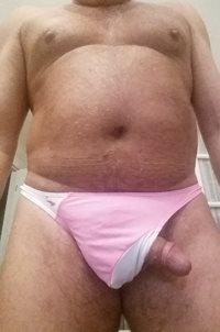 in pink thong