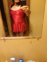 Wearing my short red dress