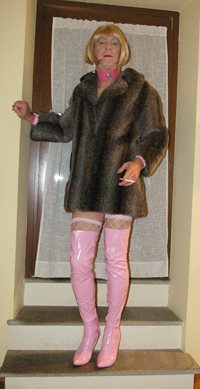 in fur and pink boots