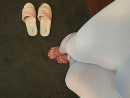Painted toes, slippers, Danskin ballet pink tights, hope you like.,