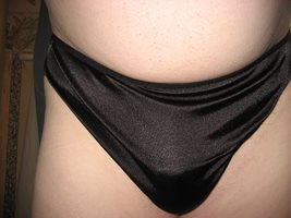 New Black satin panties first worn 5 Apr 2019.