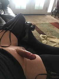 Relaxing with my well oiled up cock!