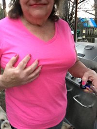 Enhance titties on display in front yard