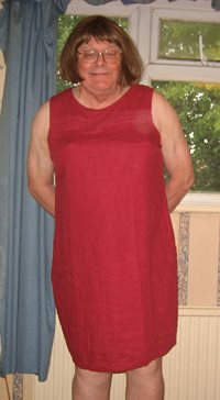 New Red Linen dress first worn 8 July 2019.