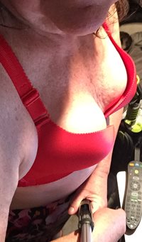 Luv how this red bra accents my cleavage