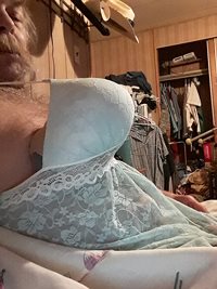 My blue lace babydoll with big tits