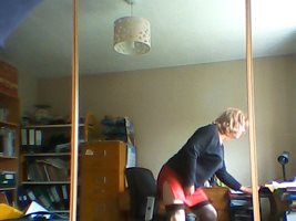 Slit in Red Mini Skirt