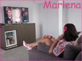 Pink Dress watching TV