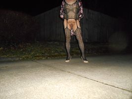 I snuck outside for a few pics in my new bodystocking.This was so thrilling...