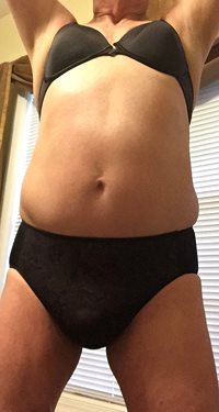 Monday morning back to work in black bra and panty.