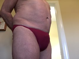 My raspberry colored string bikini panties.