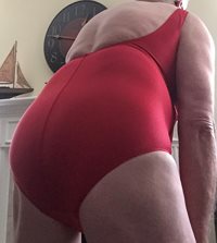 Closing out red panty week with my new red one piece bathing suit.