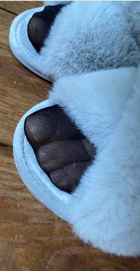 Nylon feet in slippers