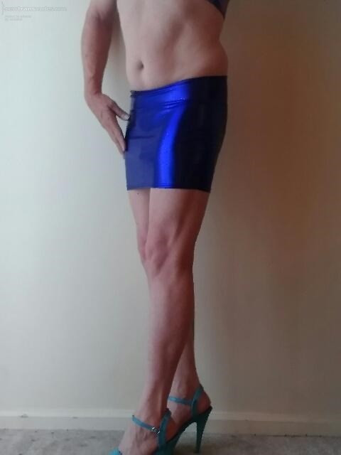 Blue Heels and Blue Mini skirt