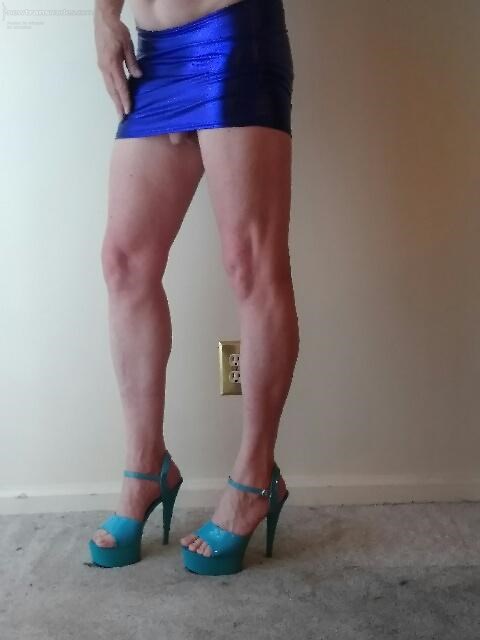 Blue Heels and Blue Mini skirt