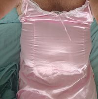 Hmm had a bulge in my silk night wear!