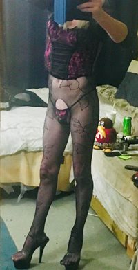 Body stocking with pink top