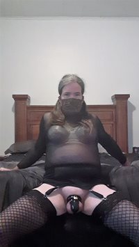 sissy today in her new chastity device    8/22/2020