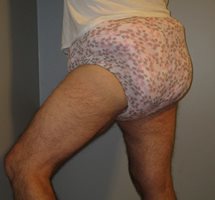 My thickly diapered bottom in my new Bali panties.