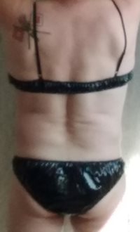 New wet look bra and panty..  They crinkle when you walk :)